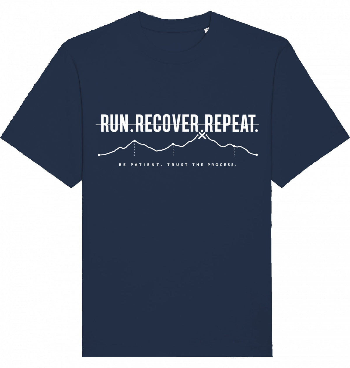 RUN RECOVER REPEAT Heavy Tee – Oversized Organic T-Shirt (White Print) - Flat Mockup