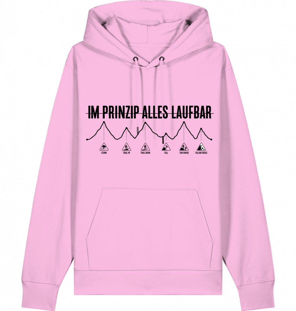 IM PRINZIP ALLES LAUFBAD Unisex Hoodie (Black Print) - Flat Mockup