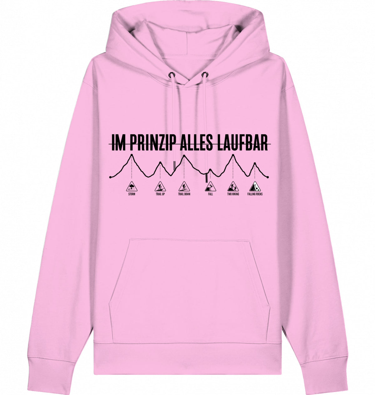 IM PRINZIP ALLES LAUFBAD Unisex Hoodie (Black Print) - Flat Mockup