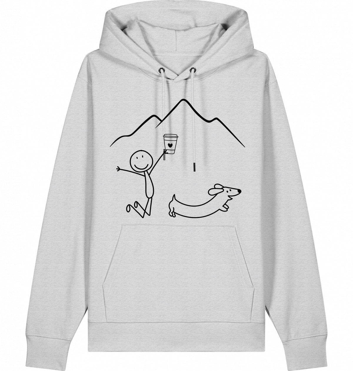 DOGS. COFFEE. RUNNING Hoodie – Organic Trail Running Hoodie (Black Print) - Flat Mockup