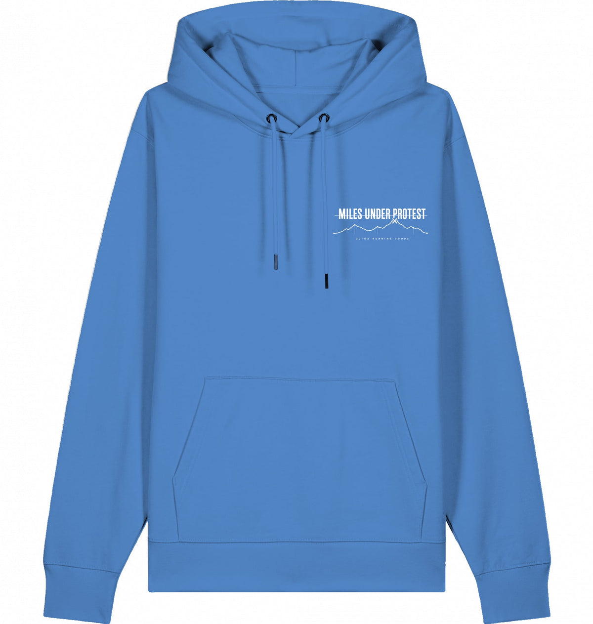 DOGS. COFFEE. RUNNING Hoodie – Organic Trail Running Hoodie (White Print) - Flat Mockup