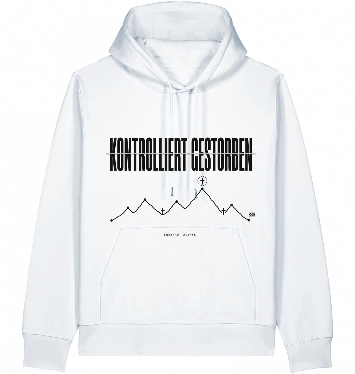 RUN RECOVER REPEAT Heavy Hoodie – Black Print - Flat Mockup