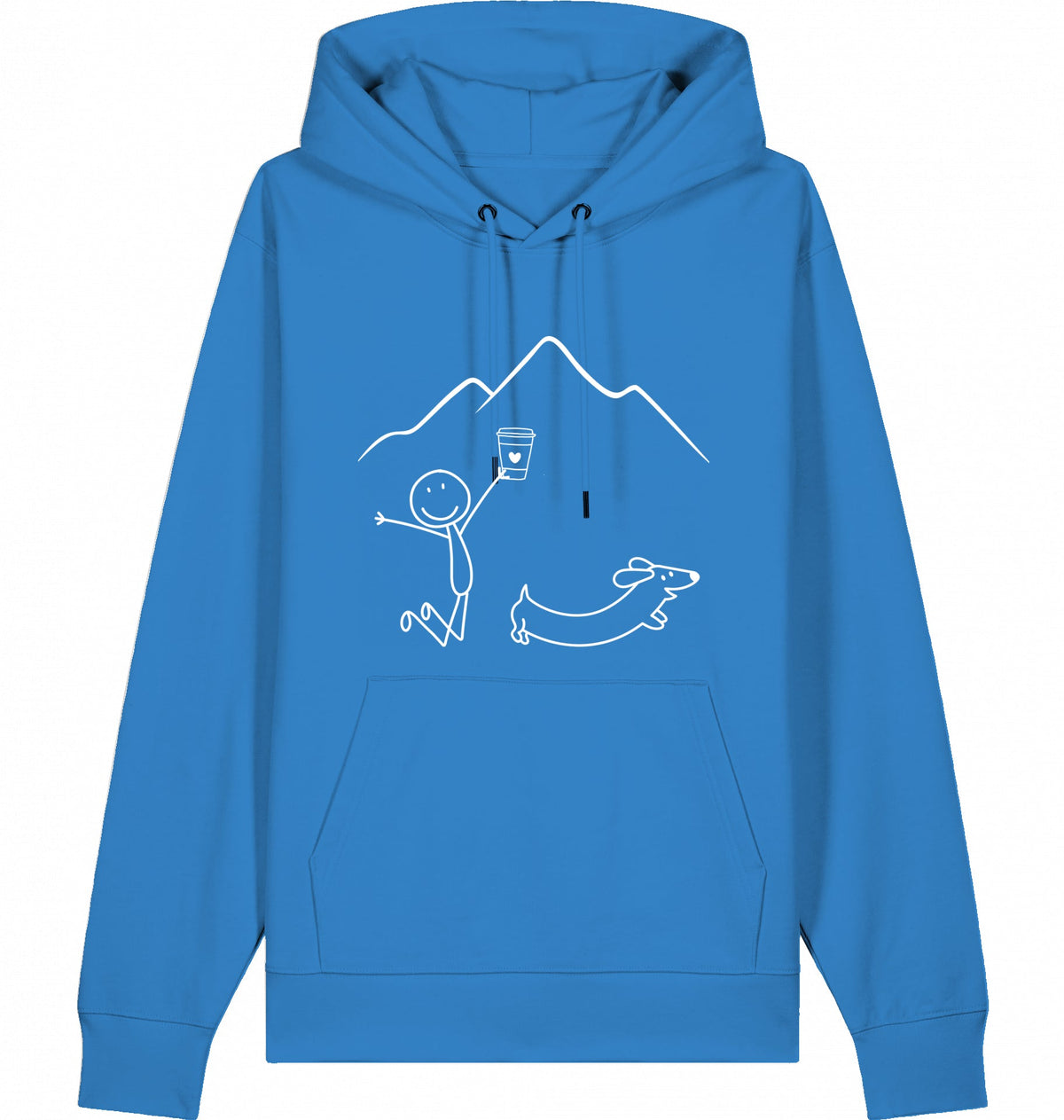 DOGS. COFFEE. RUNNING Hoodie – Organic Trail Running Hoodie (White Print) - Flat Mockup