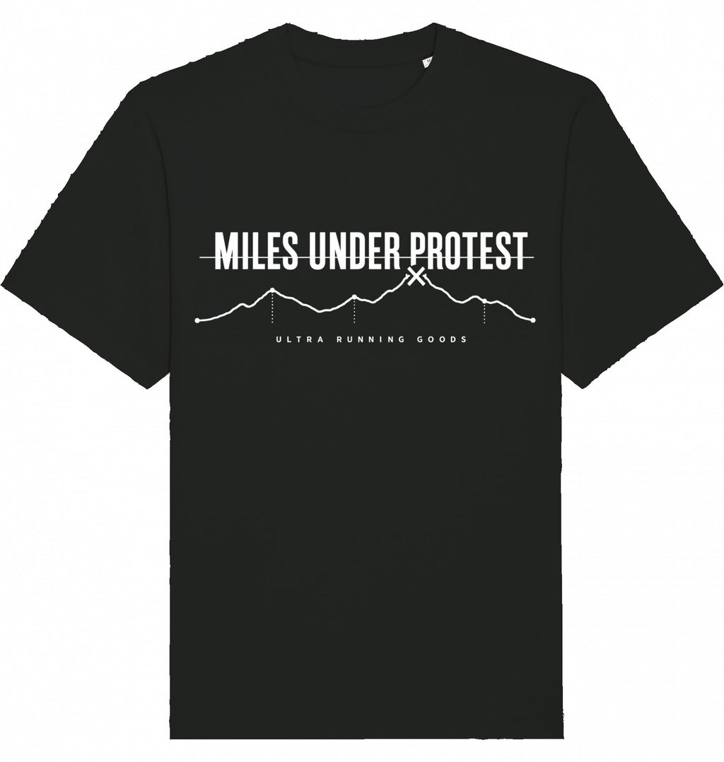 MILES UNDER PROTEST Heavy Tee – Oversized Organic T-Shirt (White Print) - Flat Mockup