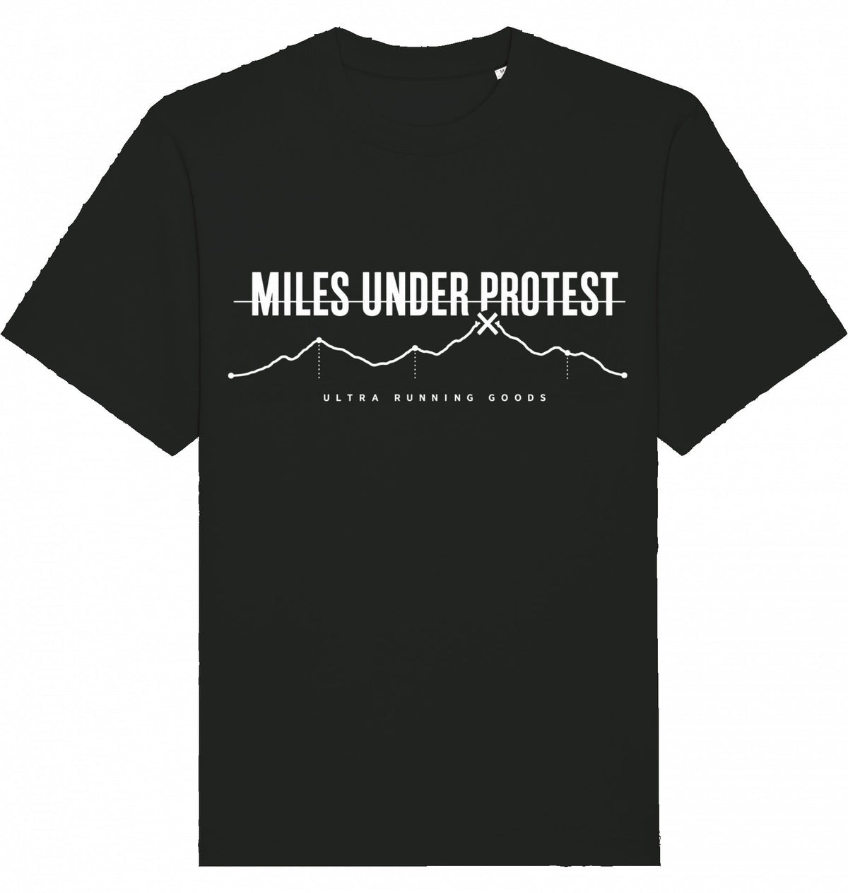 MILES UNDER PROTEST Heavy Tee – Oversized Organic T-Shirt (White Print) - Flat Mockup