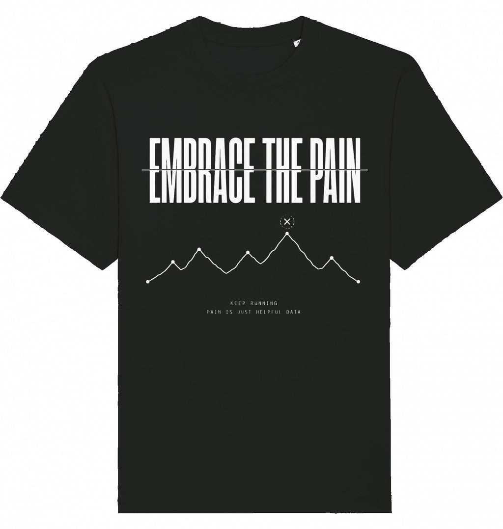 EMBRACE THE PAIN Heavy Tee – Oversized Organic T-Shirt (White Print) - Flat Mockup