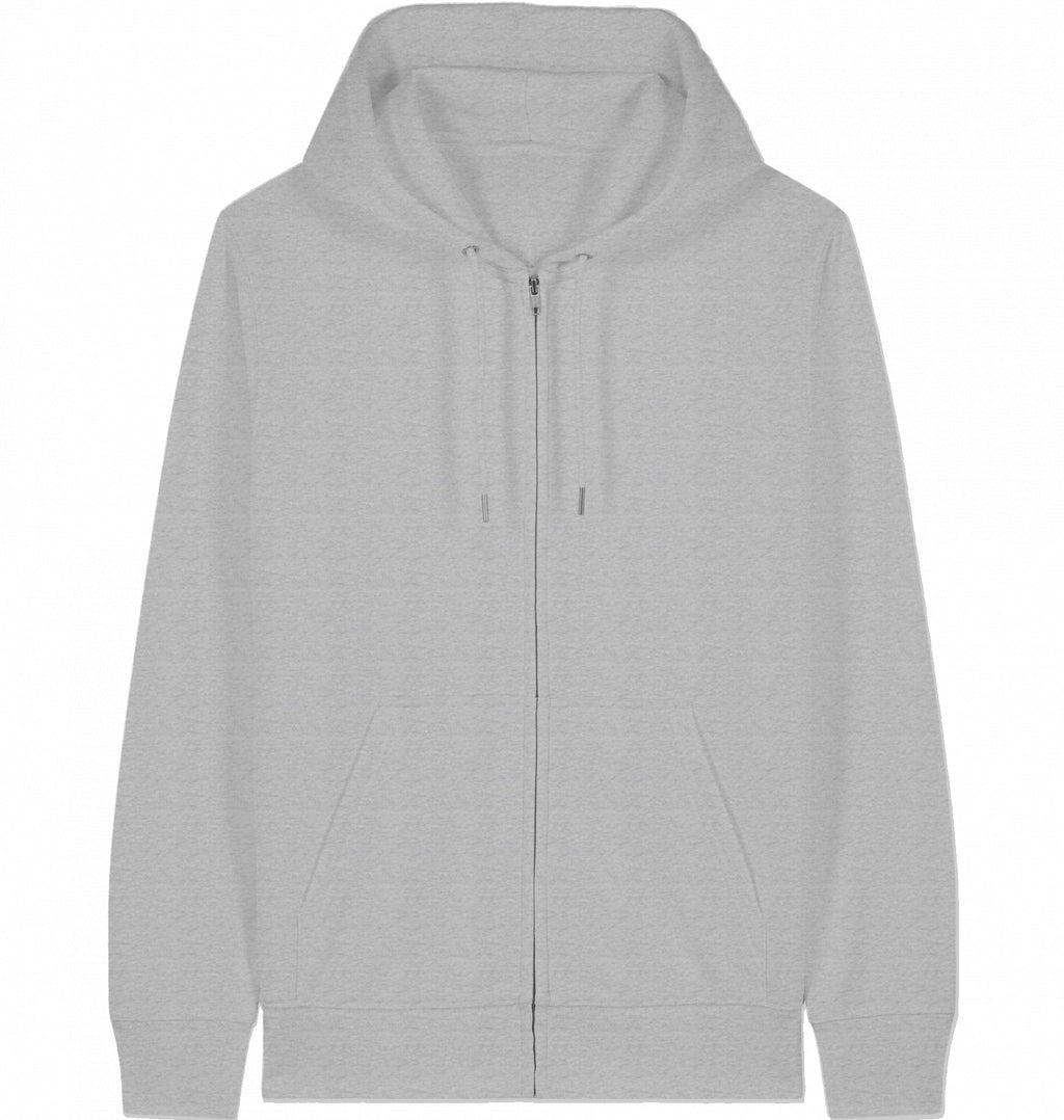 MILES UNDER PROTEST Organic Zip Hoodie – Black Print - Flat Mockup