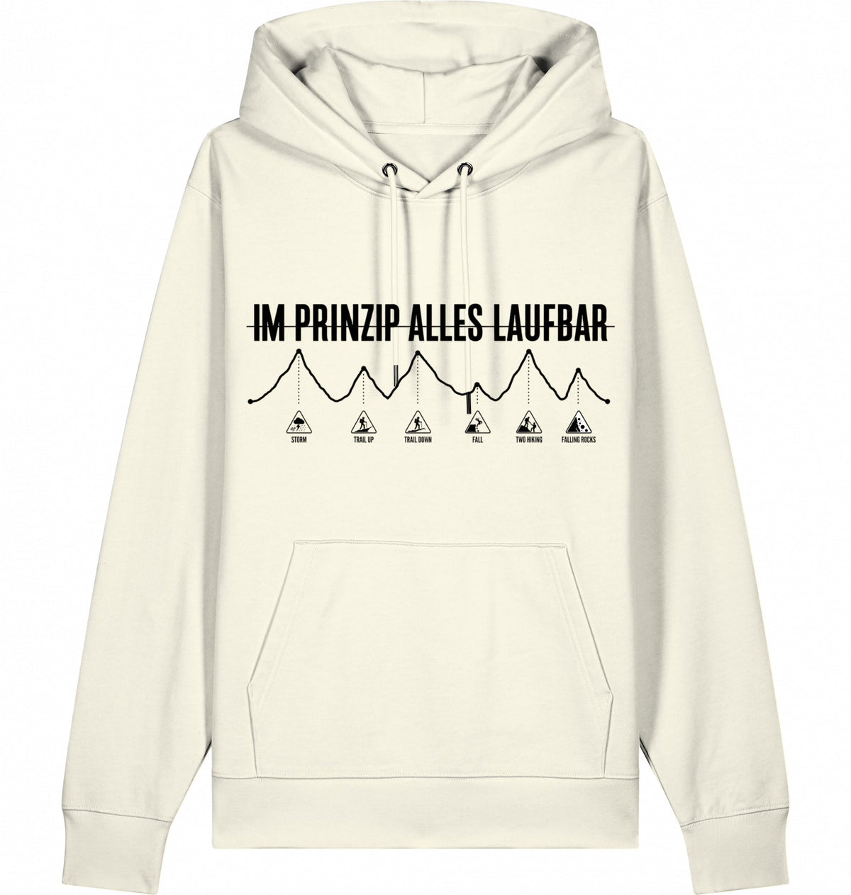 IM PRINZIP ALLES LAUFBAD Unisex Hoodie (Black Print) - Flat Mockup