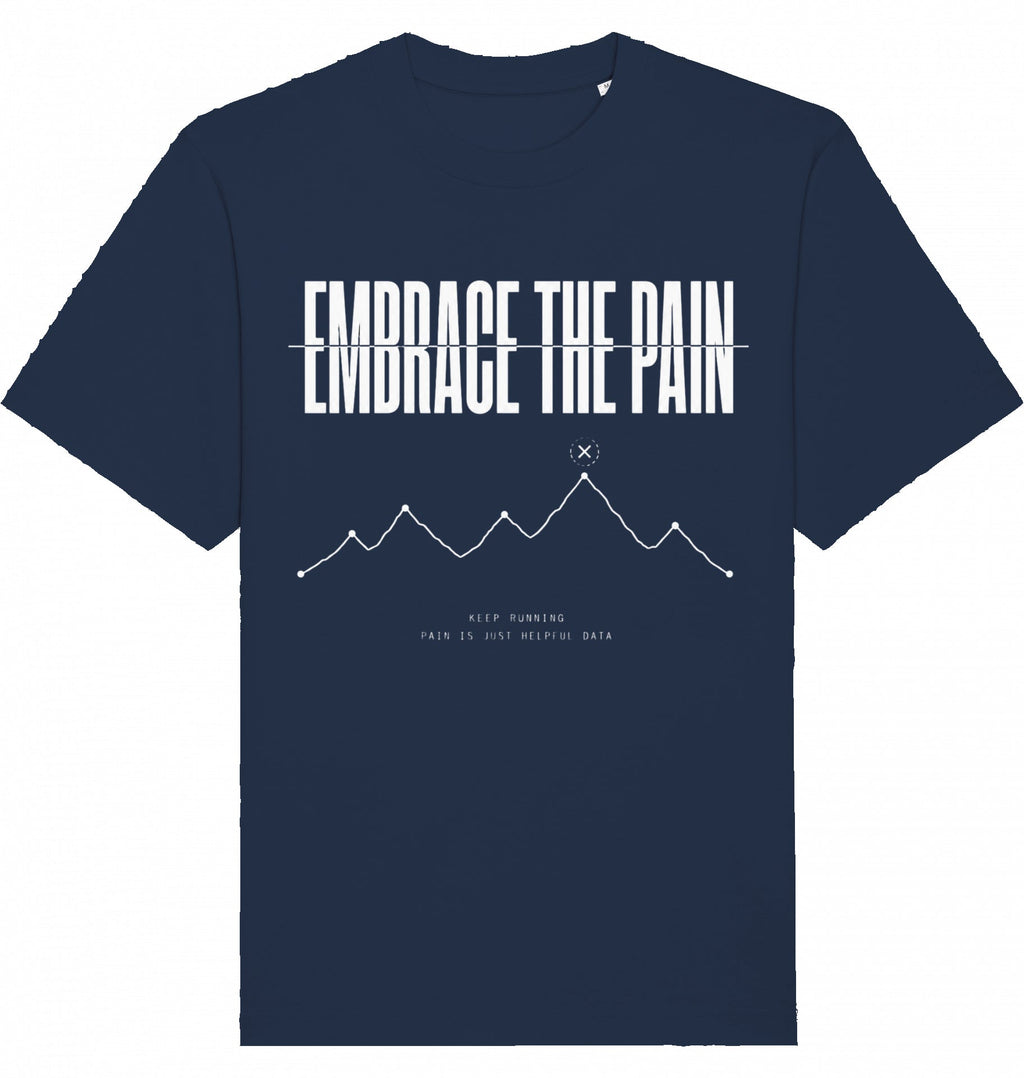 EMBRACE THE PAIN Heavy Tee – Oversized Organic T-Shirt (White Print) - Flat Mockup