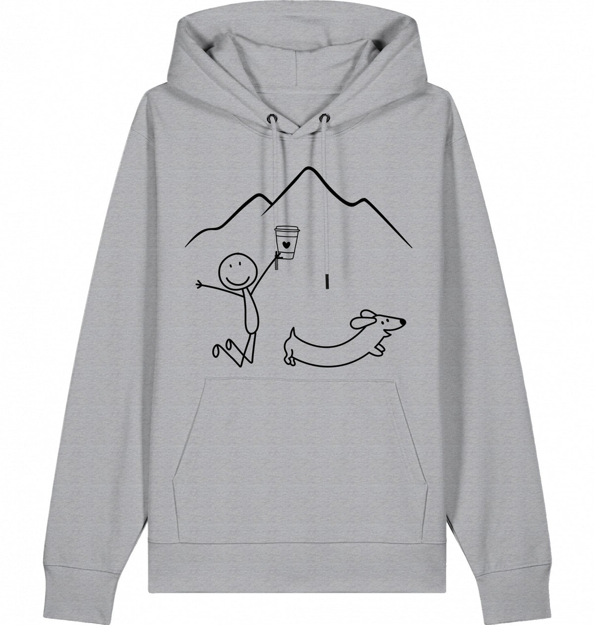 DOGS. COFFEE. RUNNING Hoodie – Organic Trail Running Hoodie (Black Print) - Flat Mockup