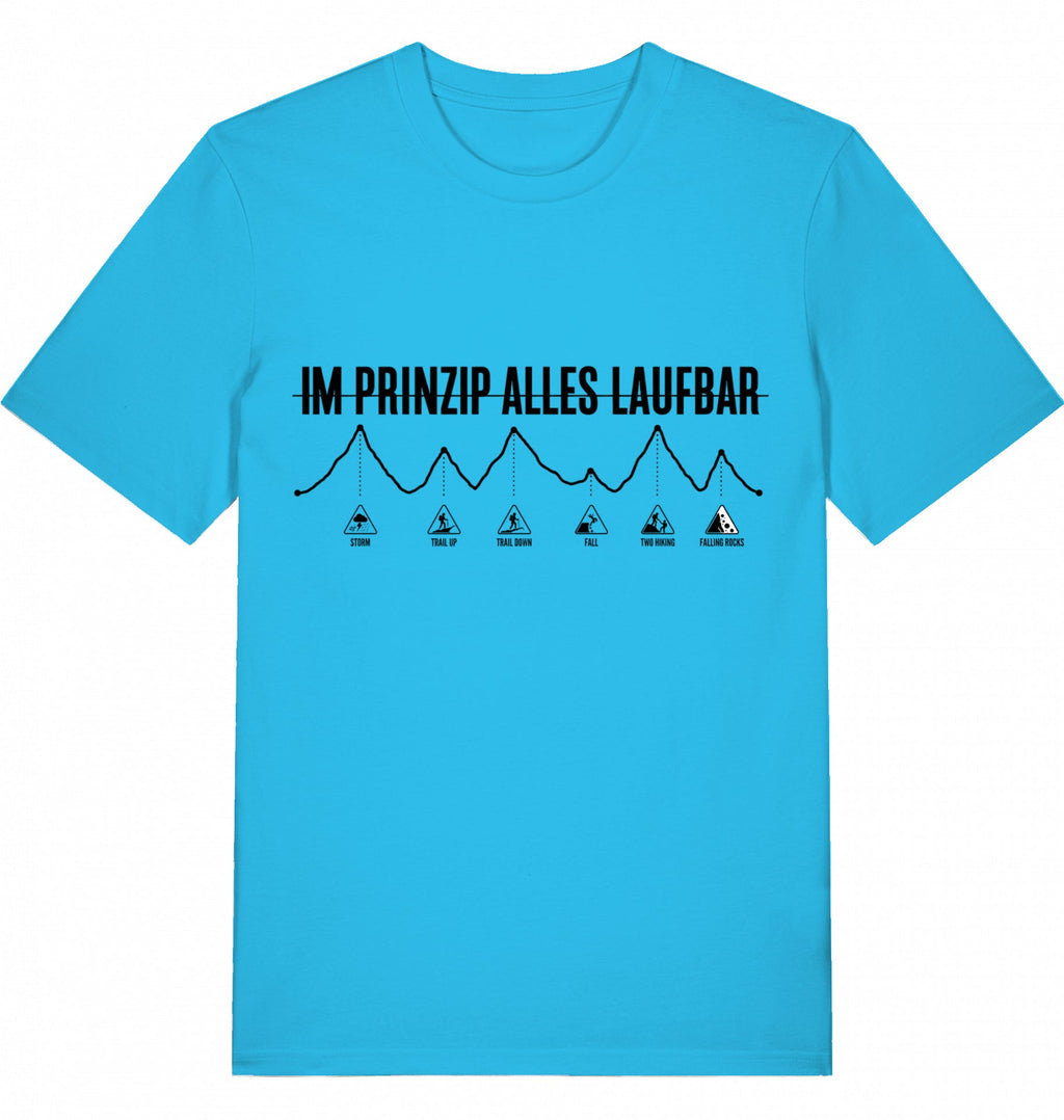 MUP "Im Prinzip Alles Laufbar" Unisex T-Shirt - Black Print - Flat Mockup