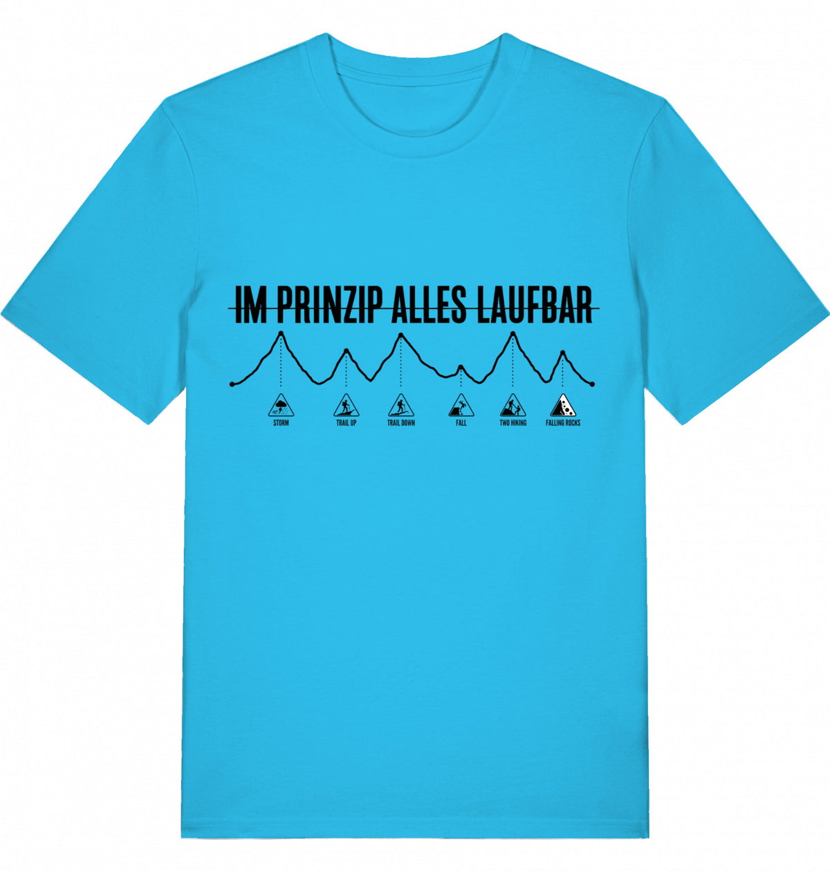 MUP "Im Prinzip Alles Laufbar" Unisex T-Shirt - Black Print - Flat Mockup