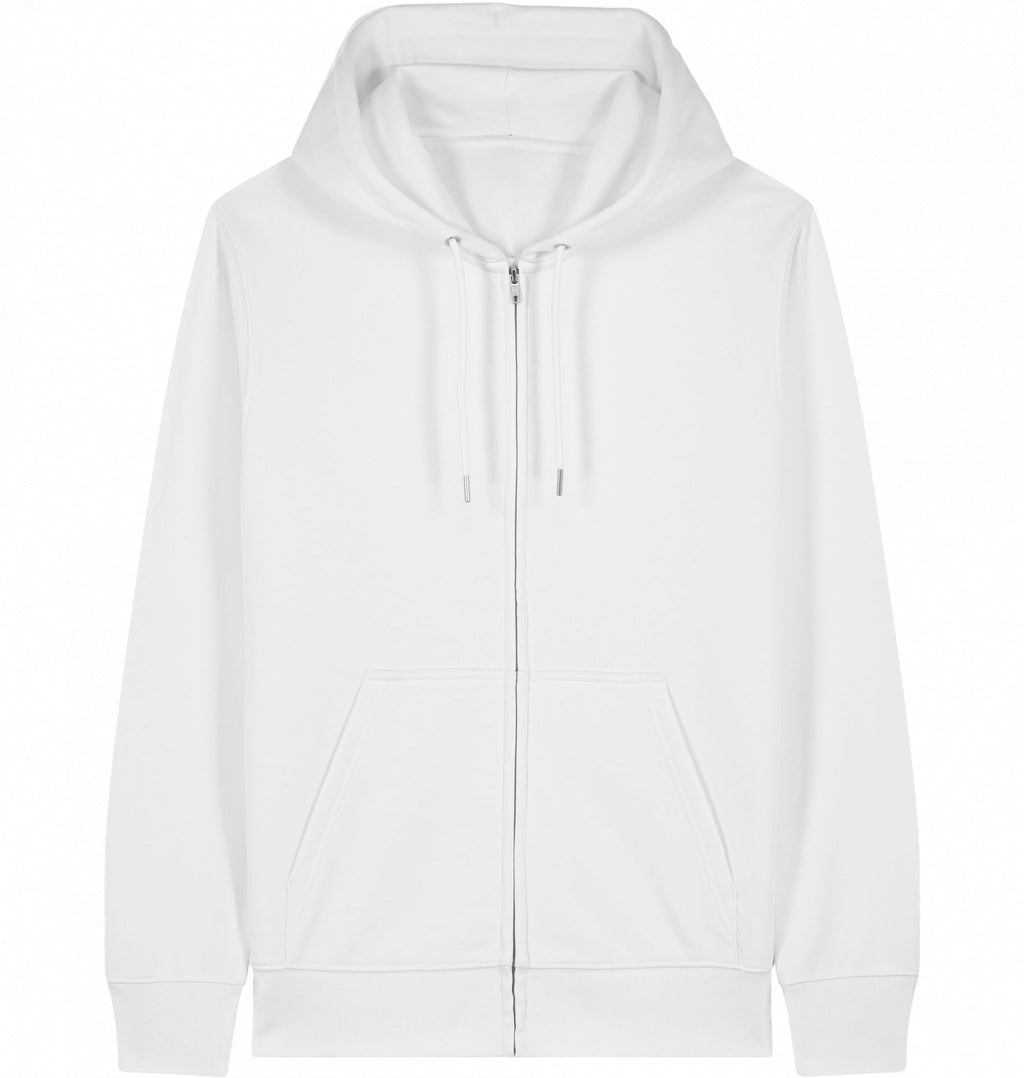 MILES UNDER PROTEST Organic Zip Hoodie – Black Print - Flat Mockup