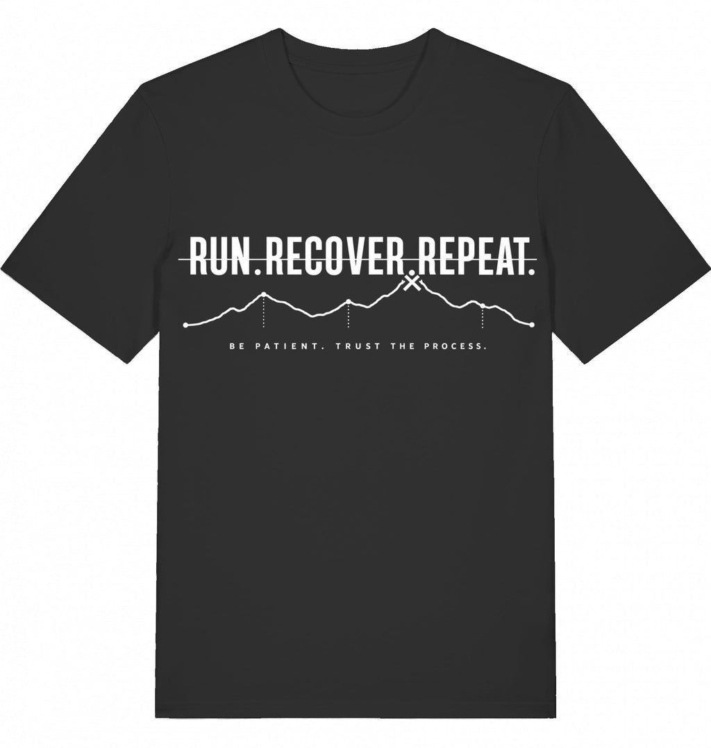 RUN RECOVER REPEAT Tee – Organic Trail Running T-Shirt - Flat Mockup