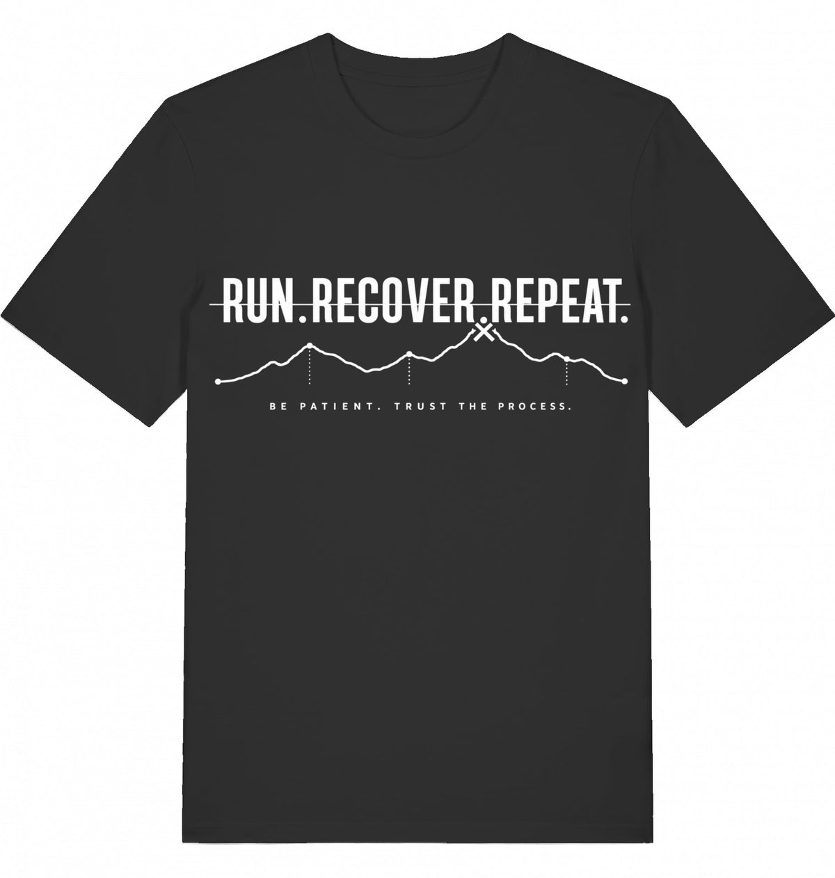 RUN RECOVER REPEAT Tee – Organic Trail Running T-Shirt - Flat Mockup
