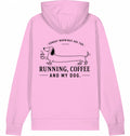 DOGS. COFFEE. RUNNING Hoodie – Organic Trail Running Hoodie (Black Print) - Flat Mockup