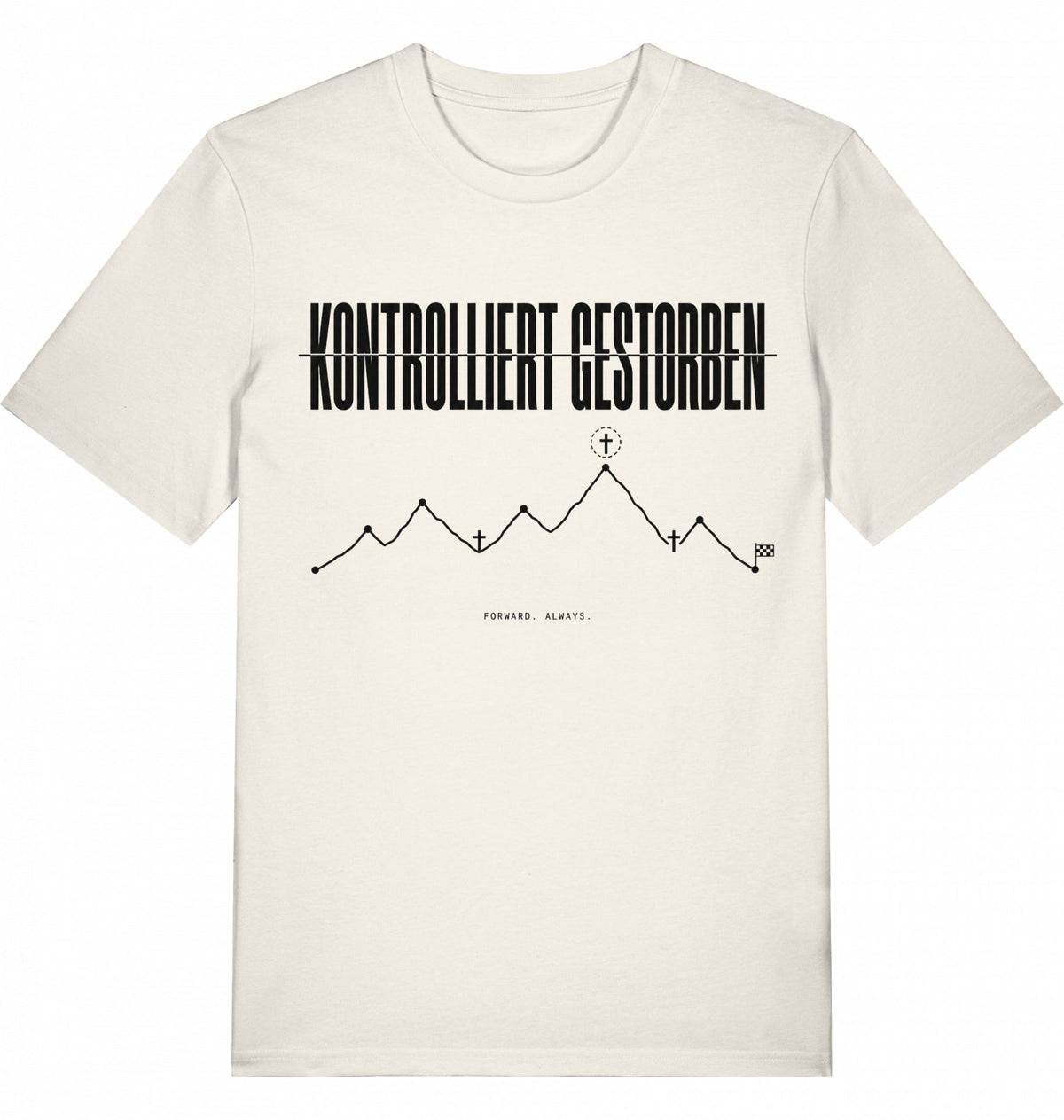 KONTROLLIERT GESTORBEN Organic Trail Running Tee - Black Print - Flat Mockup