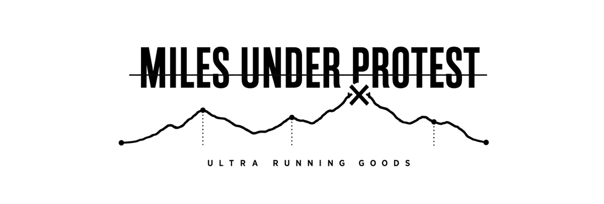 Miles Under Protest logo banner – apparel for ultra and trail runners