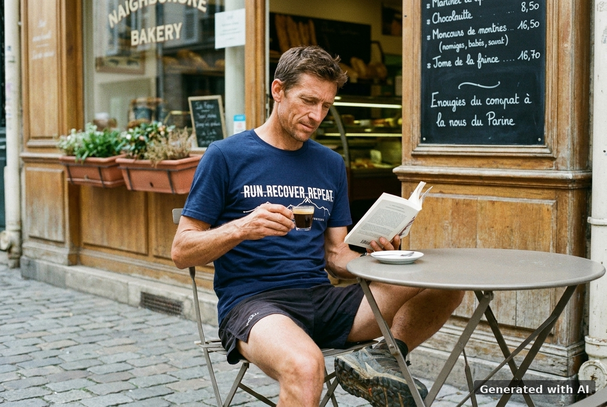 RUN RECOVER REPEAT Tee – Organic Trail Running T-Shirt - Off_Duty Mockup (Front) [French Navy]