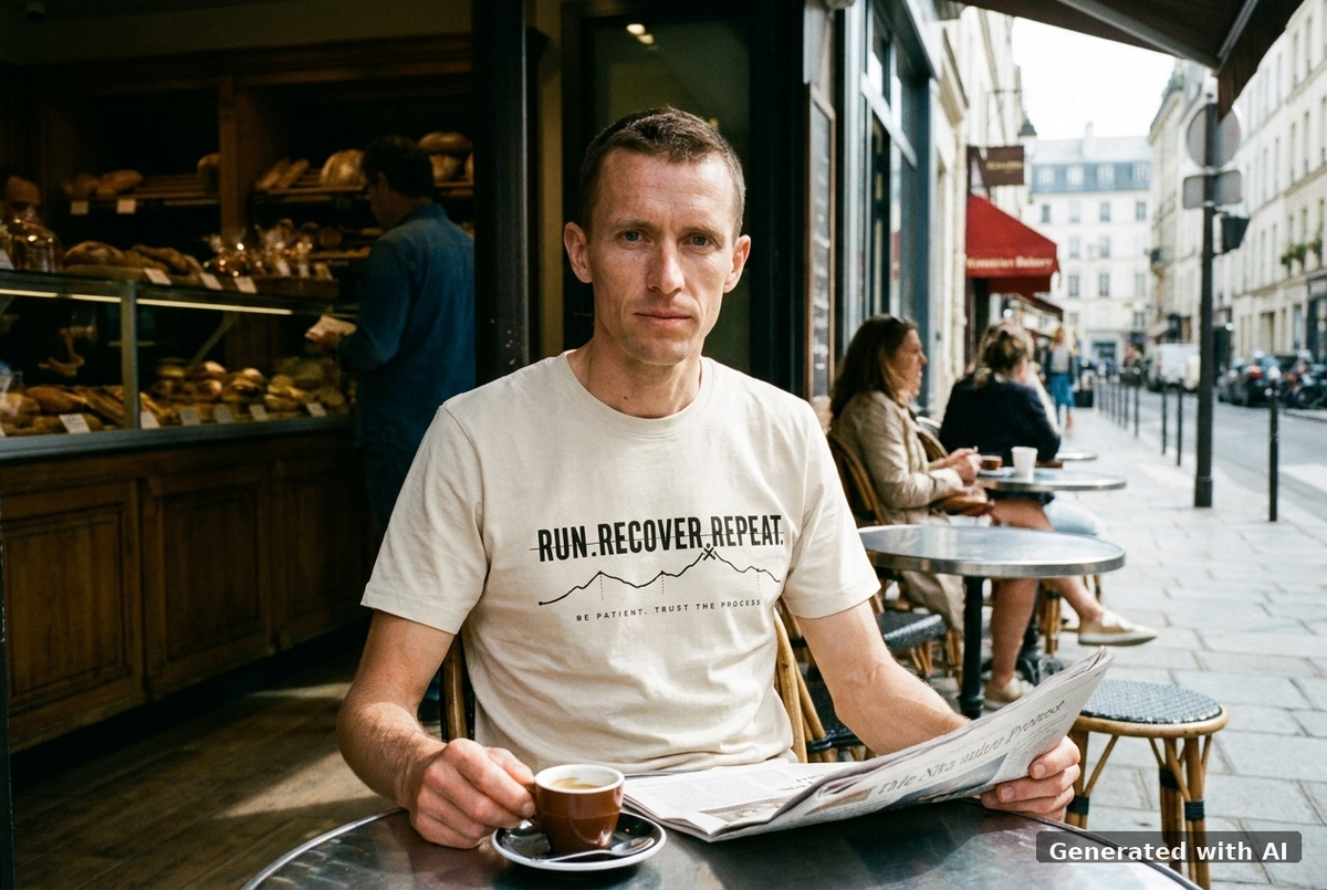 RUN RECOVER REPEAT Heavy Tee – Oversized Organic T-Shirt (Black Print) - Off_Duty Mockup (Front) [Natural Raw]