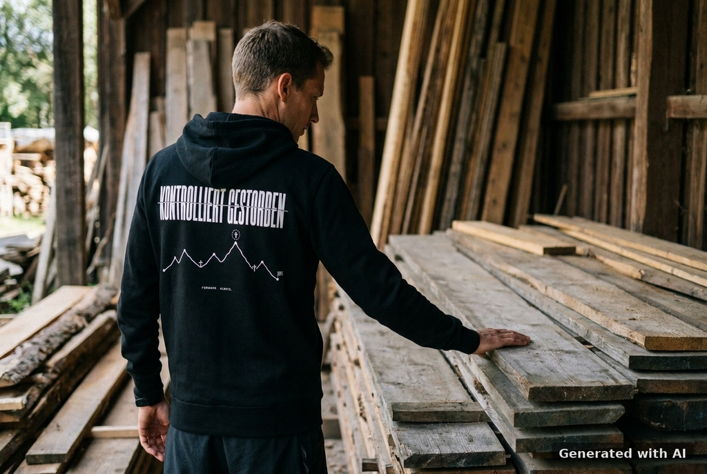 MILES UNDER PROTEST - 'Kontrolliert Gestorben' Organic Zip Hoodie (White Print) - Off_Duty Mockup (Back) [Black]