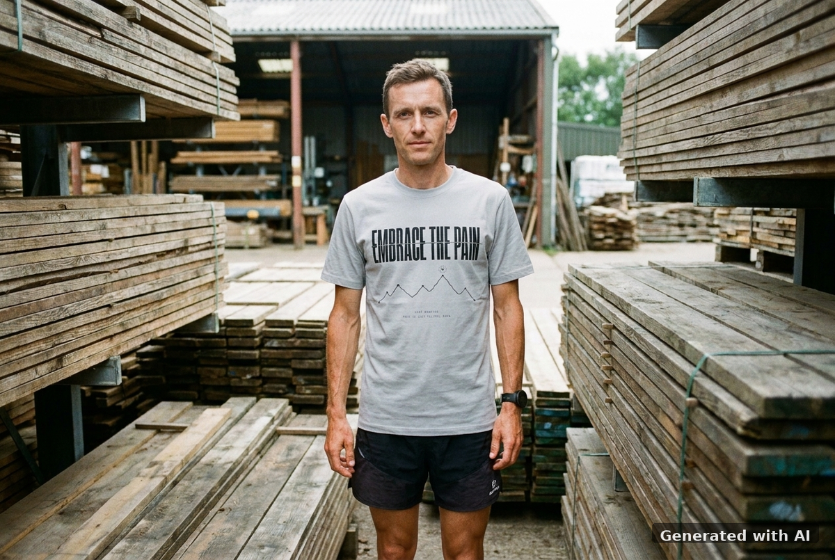 EMBRACE THE PAIN Heavy Tee – Oversized Organic T-Shirt (Black Print) - Off_Duty Mockup (Front) [Heather Grey]