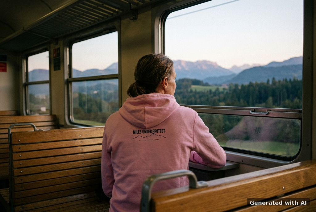 YOU CAN'T FAKE THE MILES Heavy Hoodie – Heavyweight Organic Hoodie (Black Print) - Off_Duty Mockup (Back) [Bubble Pink]