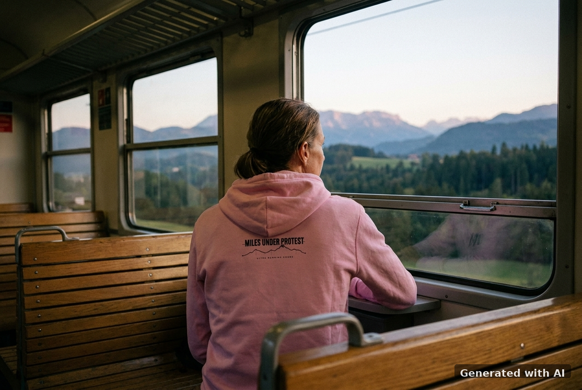YOU CAN'T FAKE THE MILES Heavy Hoodie – Heavyweight Organic Hoodie (Black Print) - Off_Duty Mockup (Back) [Bubble Pink]