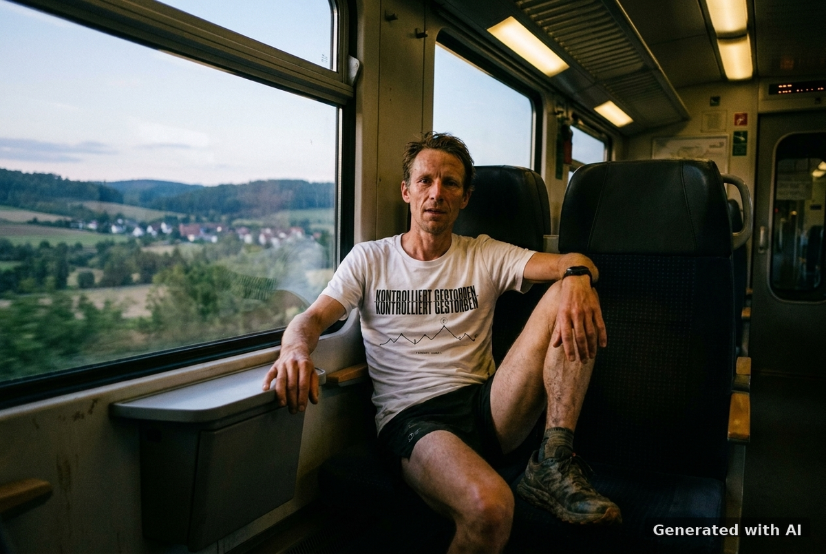 KONTROLLIERT GESTORBEN Organic Trail Running Tee - Black Print - Off_Duty Mockup (Front) [White]