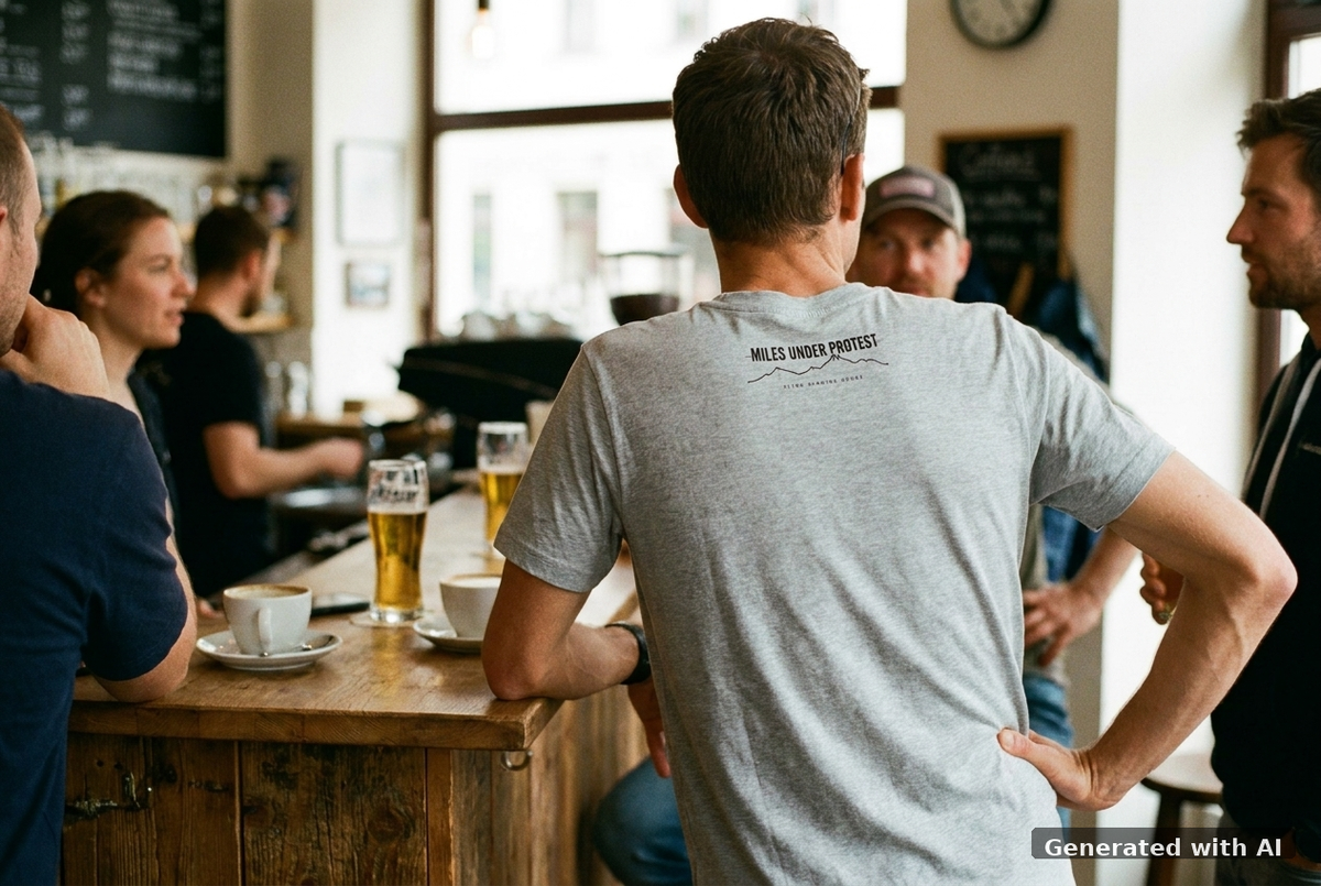 KONTROLLIERT GESTORBEN Organic Trail Running Tee - Black Print - Off_Duty Mockup (Back) [Heather Grey]