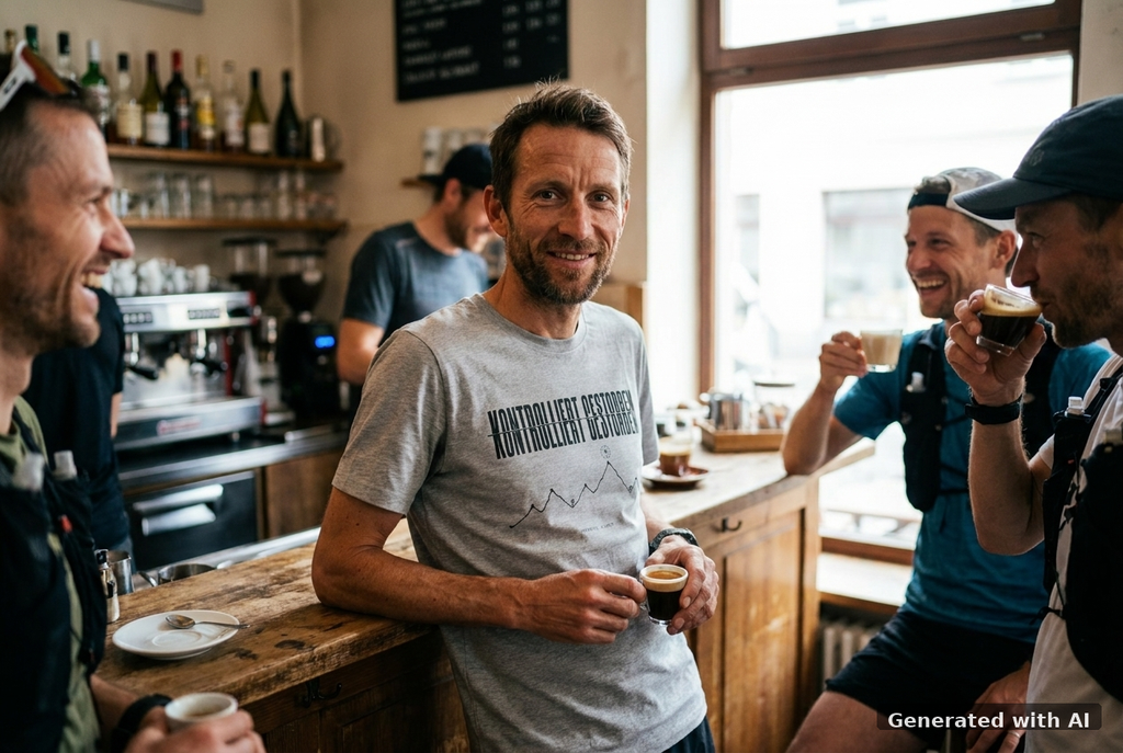 KONTROLLIERT GESTORBEN Organic Trail Running Tee - Black Print - Off_Duty Mockup (Front) [Heather Grey]
