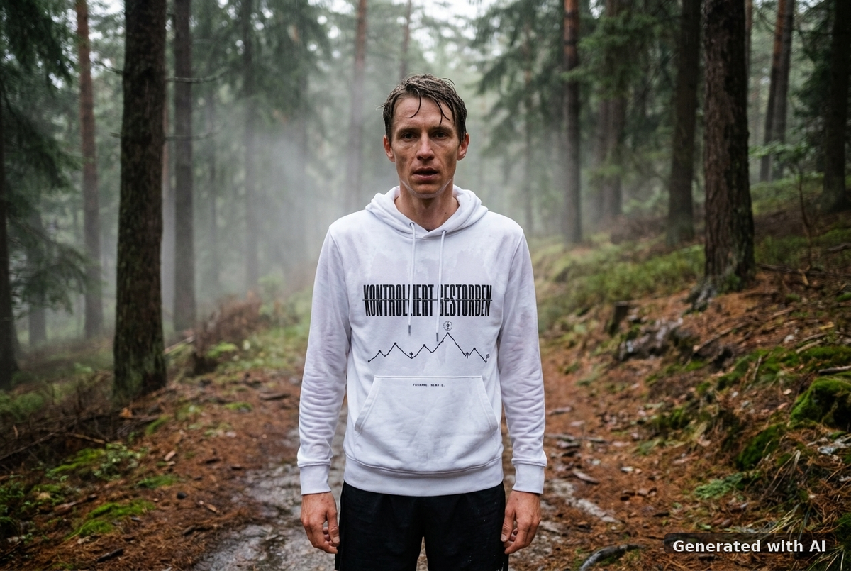 RUN RECOVER REPEAT Heavy Hoodie – Black Print - Trail Mockup (Front) [White]