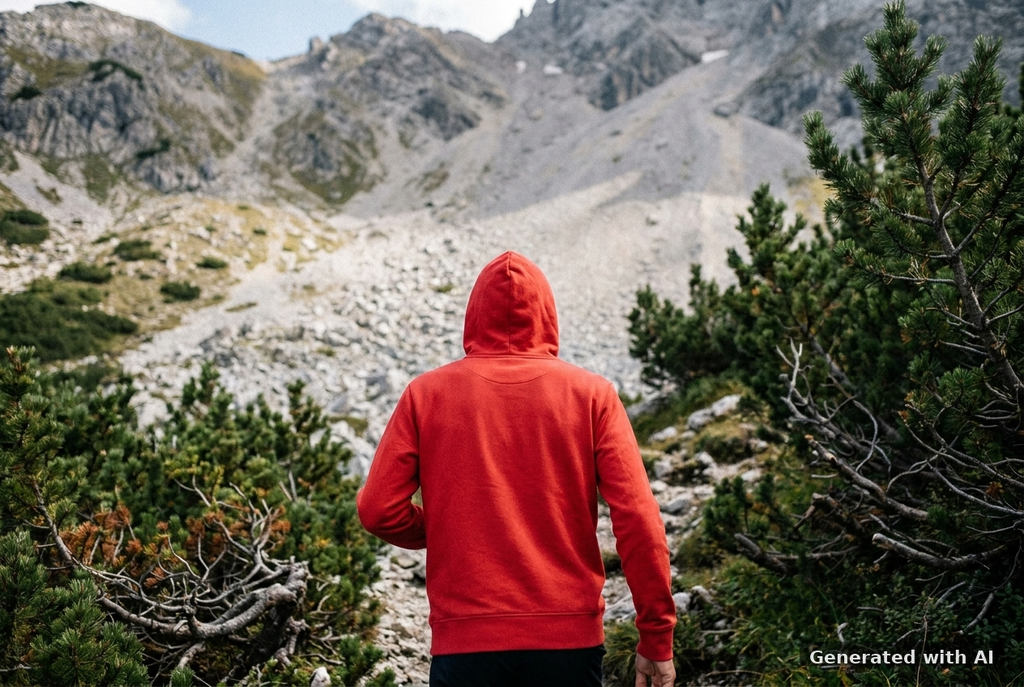 RUN RECOVER REPEAT Heavy Hoodie – Black Print - Trail Mockup (Back) [Red]