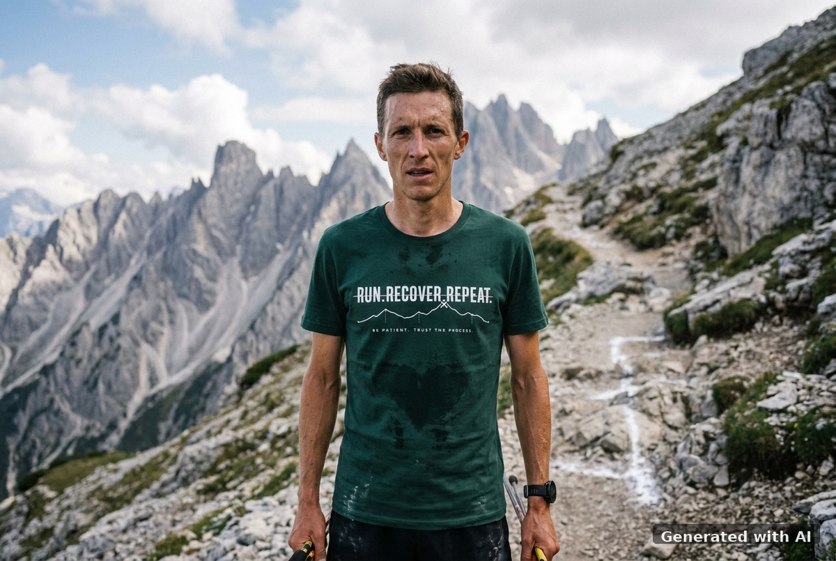 RUN RECOVER REPEAT Heavy Tee – Oversized Organic T-Shirt (White Print) - Trail Mockup (Front) [Glazed Green]