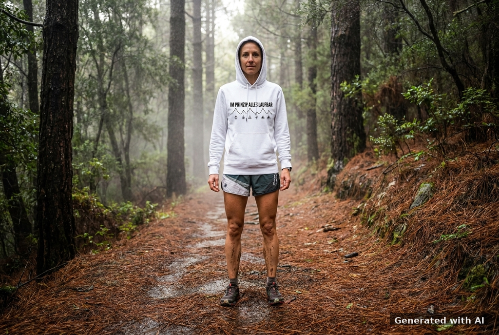 IM PRINZIP ALLES LAUFBAD Unisex Hoodie (Black Print) - Trail Mockup (Front) [White]