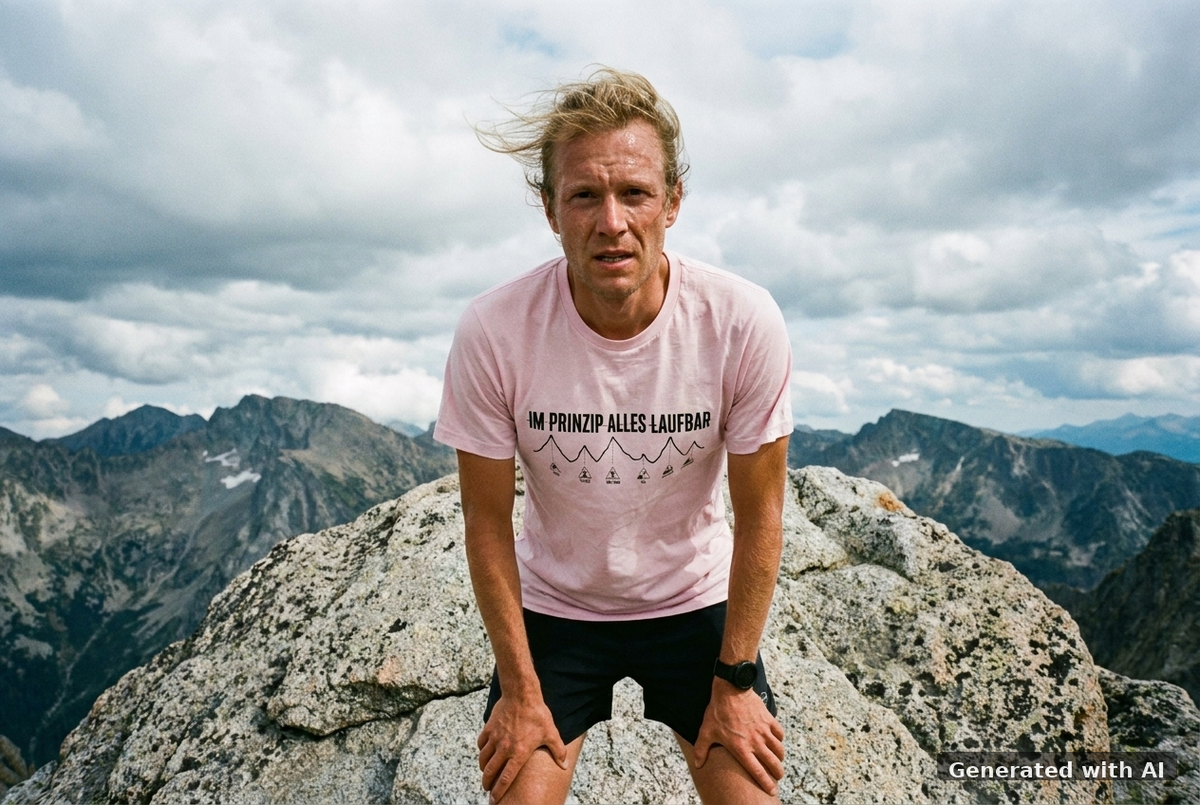 MUP "Im Prinzip Alles Laufbar" Unisex T-Shirt - Black Print - Trail Mockup (Front) [Cotton Pink]