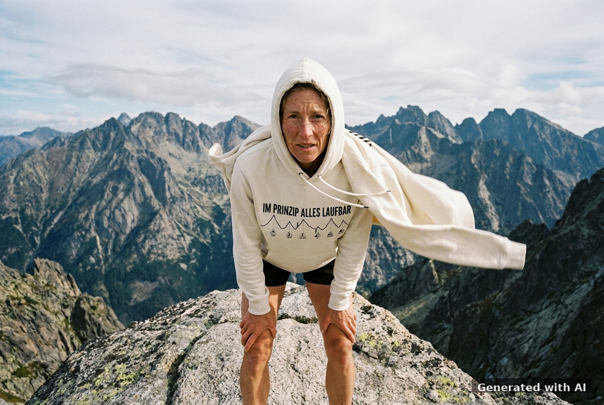 IM PRINZIP ALLES LAUFBAD Unisex Hoodie (Black Print) - Trail Mockup (Front) [Natural Raw]