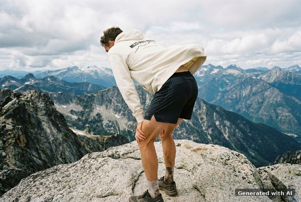 RUN RECOVER REPEAT Hoodie – Organic Trail Running Hoodie (Black Print) - Trail Mockup (Back) [Off White]