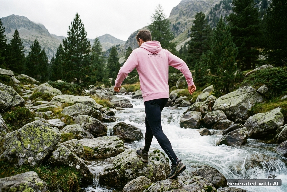 YOU CAN'T FAKE THE MILES Heavy Hoodie – Heavyweight Organic Hoodie (Black Print) - Trail Mockup (Back) [Bubble Pink]
