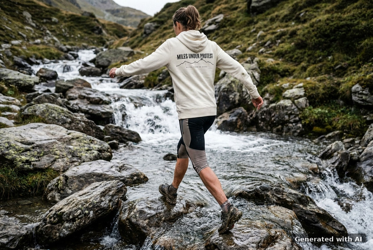 MILES UNDER PROTEST Organic Zip Hoodie – Black Print - Trail Mockup (Back) [Natural Raw]