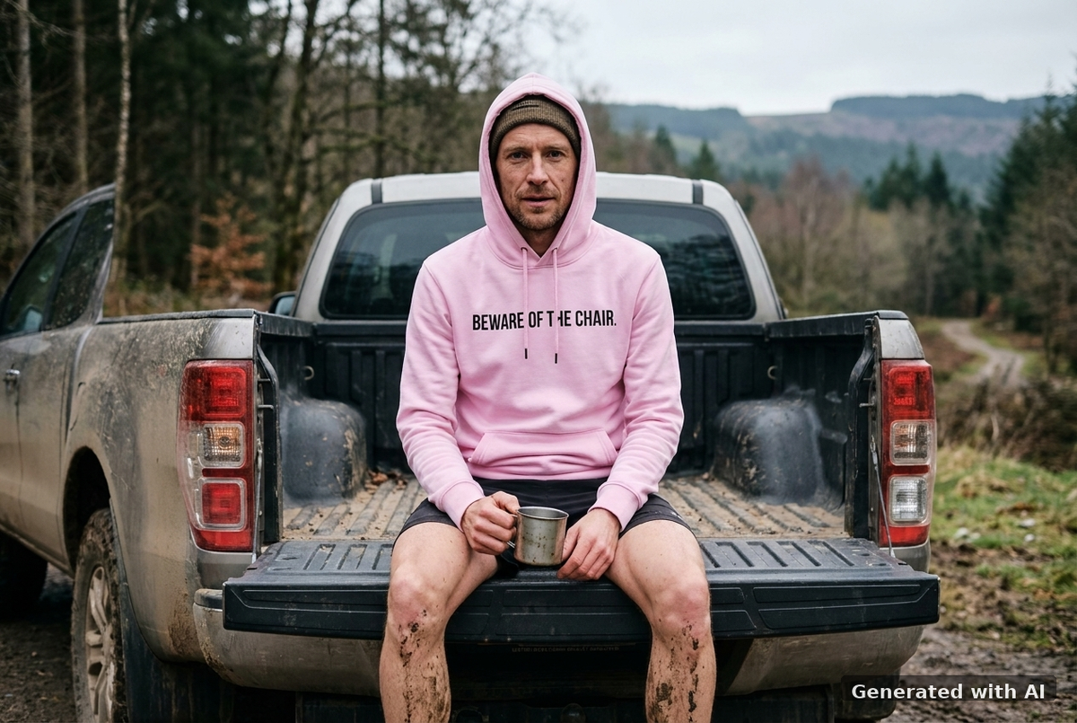 BEWARE OF THE CHAIR HOODIE - BLACK PRINT - Trail Mockup (Front) [Lilac Dream]