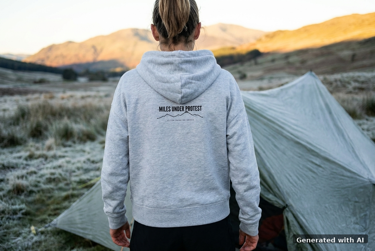 EMBRACE THE PAIN Women's Organic Hoodie – Black Print - Trail Mockup (Back) [Cool Heather Grey]