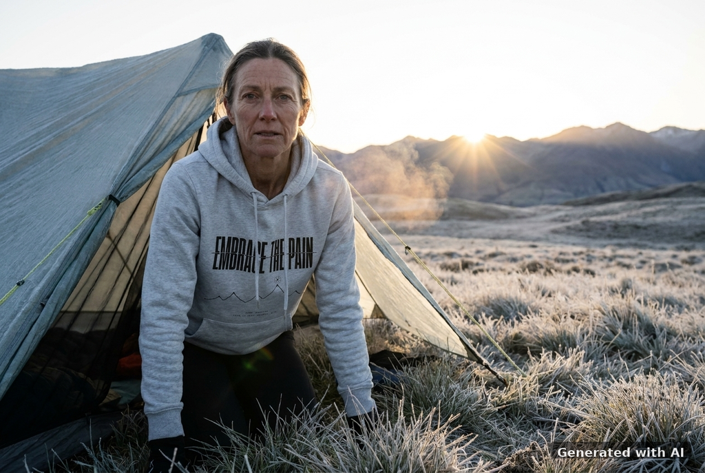 EMBRACE THE PAIN Women's Organic Hoodie – Black Print - Trail Mockup (Front) [Cool Heather Grey]