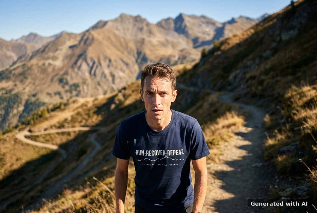 RUN RECOVER REPEAT Heavy Tee – Oversized Organic T-Shirt (White Print) - Trail Mockup (Front) [French Navy]