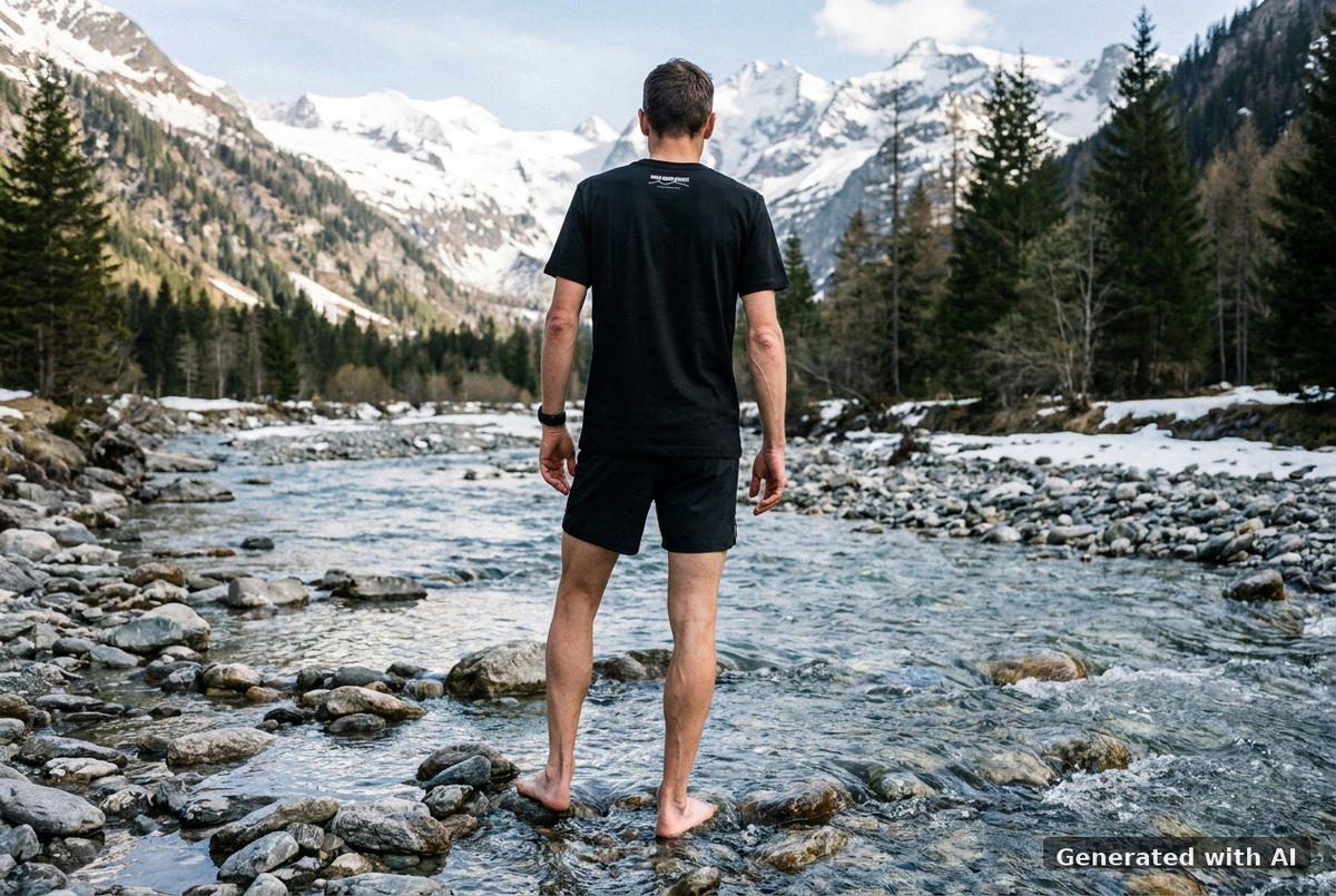 RUN RECOVER REPEAT Heavy Tee – Oversized Organic T-Shirt (White Print) - Trail Mockup (Back) [Black]
