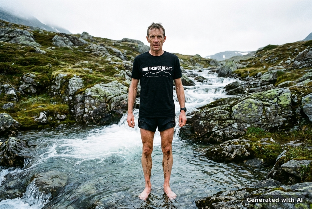 RUN RECOVER REPEAT Heavy Tee – Oversized Organic T-Shirt (White Print) - Trail Mockup (Front) [Black]
