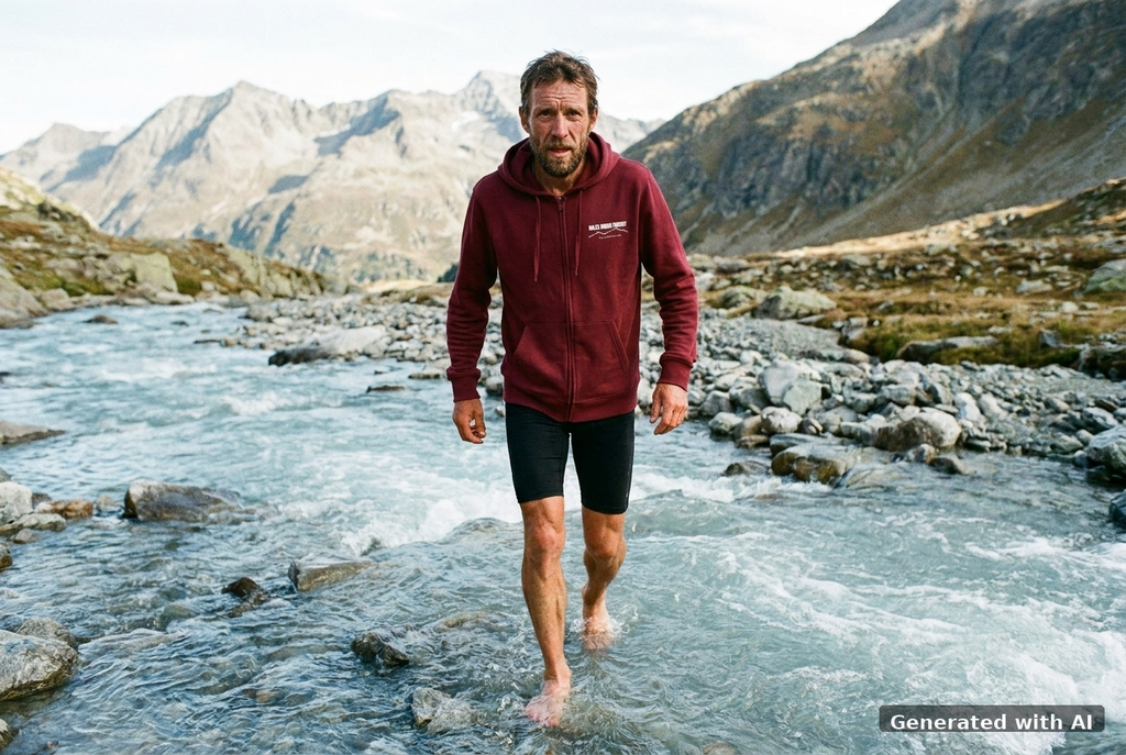 RUN RECOVER REPEAT Organic Zip Hoodie (White Print) - Trail Mockup (Front) [Burgundy]