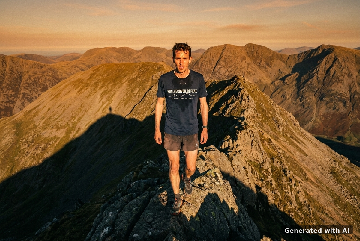 RUN RECOVER REPEAT Tee – Organic Trail Running T-Shirt - Trail Mockup (Front) [French Navy]