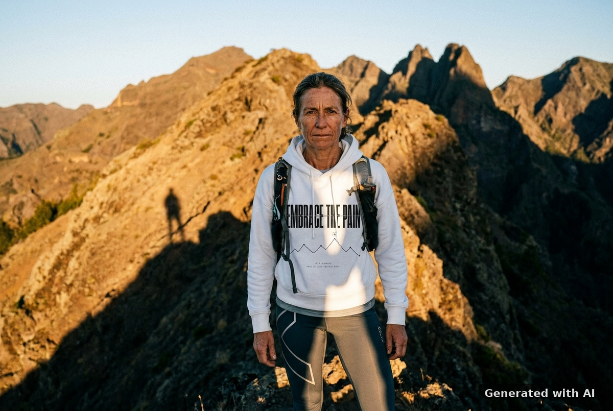 EMBRACE THE PAIN Women's Organic Hoodie – Black Print - Trail Mockup (Front) [White]